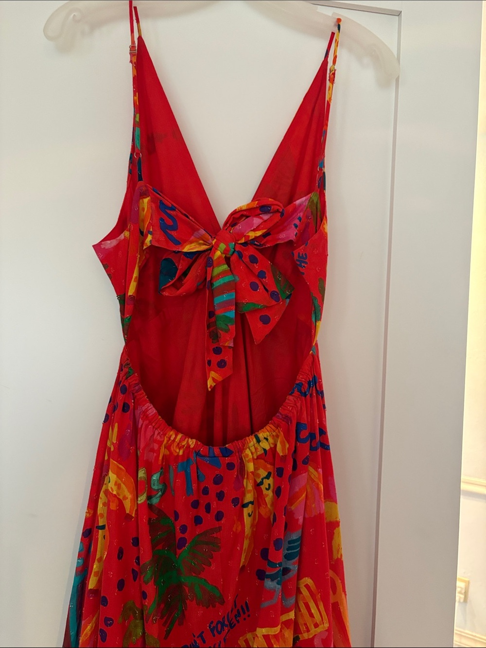 FARM Rio Red Tropical Print V‑Neck Maxi Dress Sz M - Picture 4 of 5